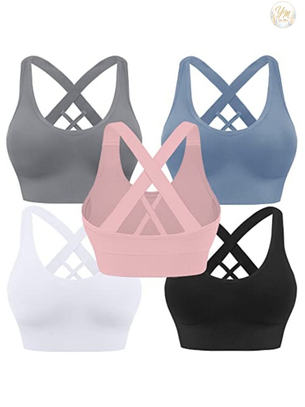 High Support Seamless Sports Bra 5-Pack with Removable Pads